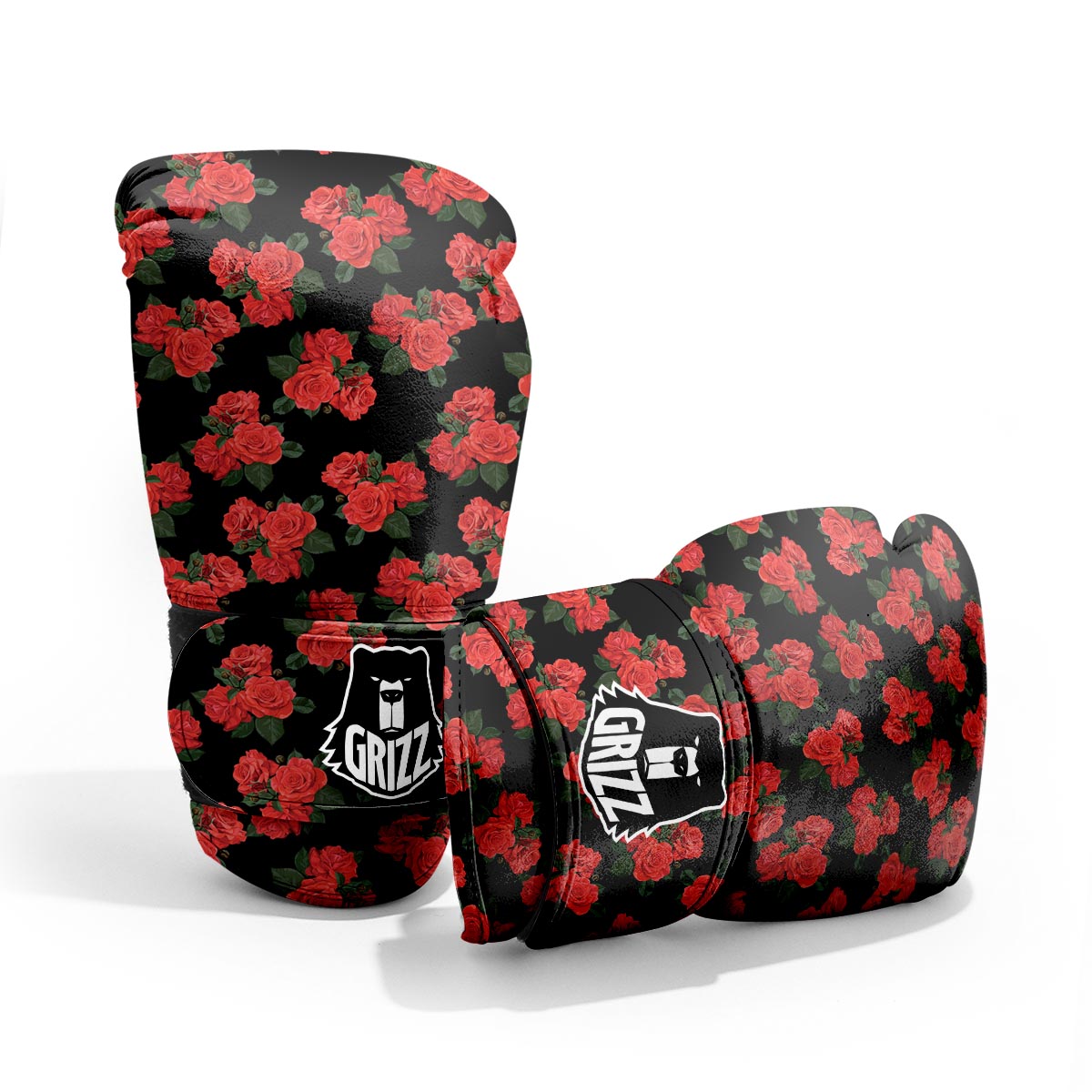 Flower Red Rose Print Pattern Sparring Gloves-grizzshop