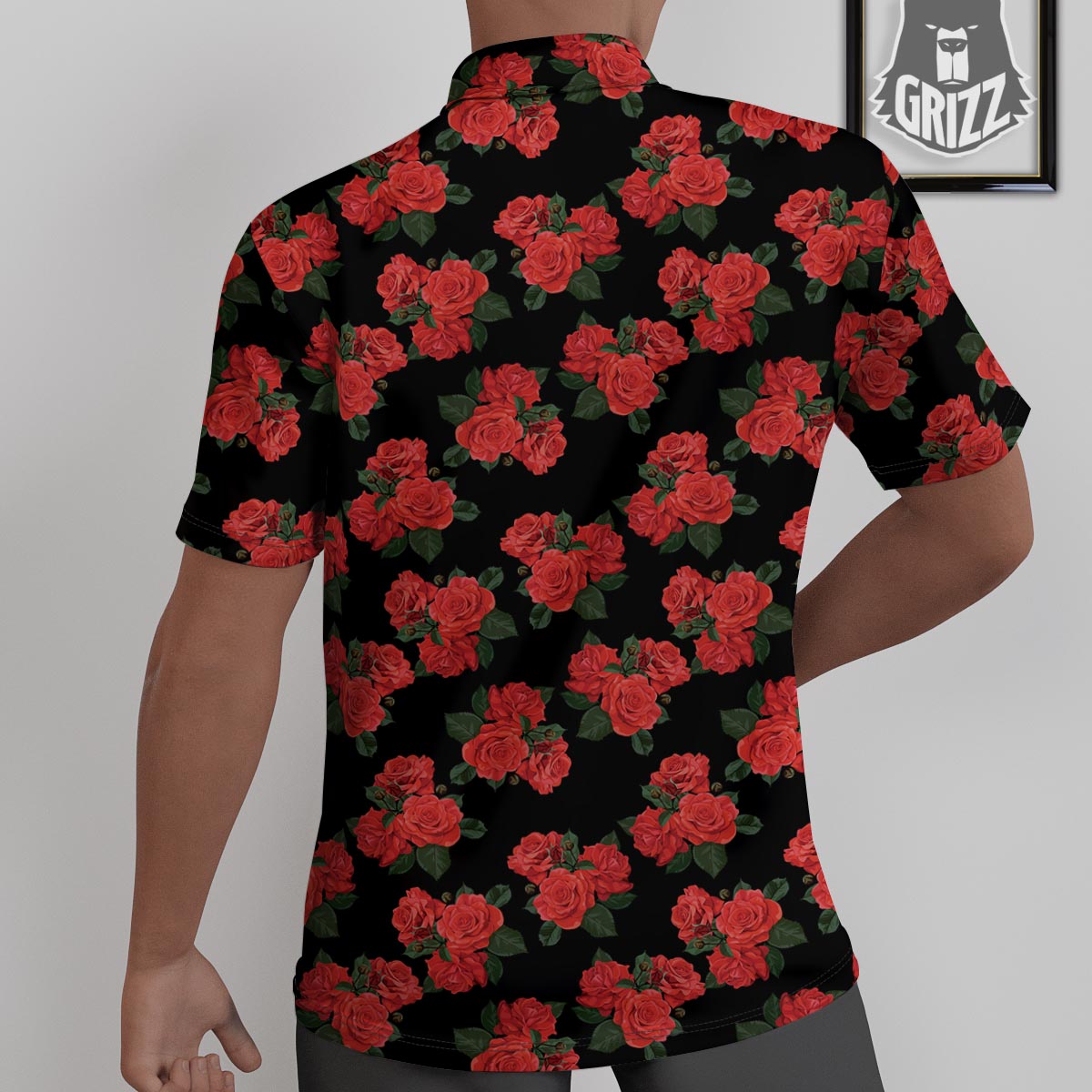 Flower Red Rose Print Pattern Untucked Shirts-grizzshop