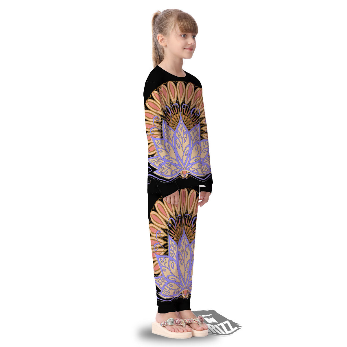 Flower Reiki Chakra Print Kid's Pajamas-grizzshop