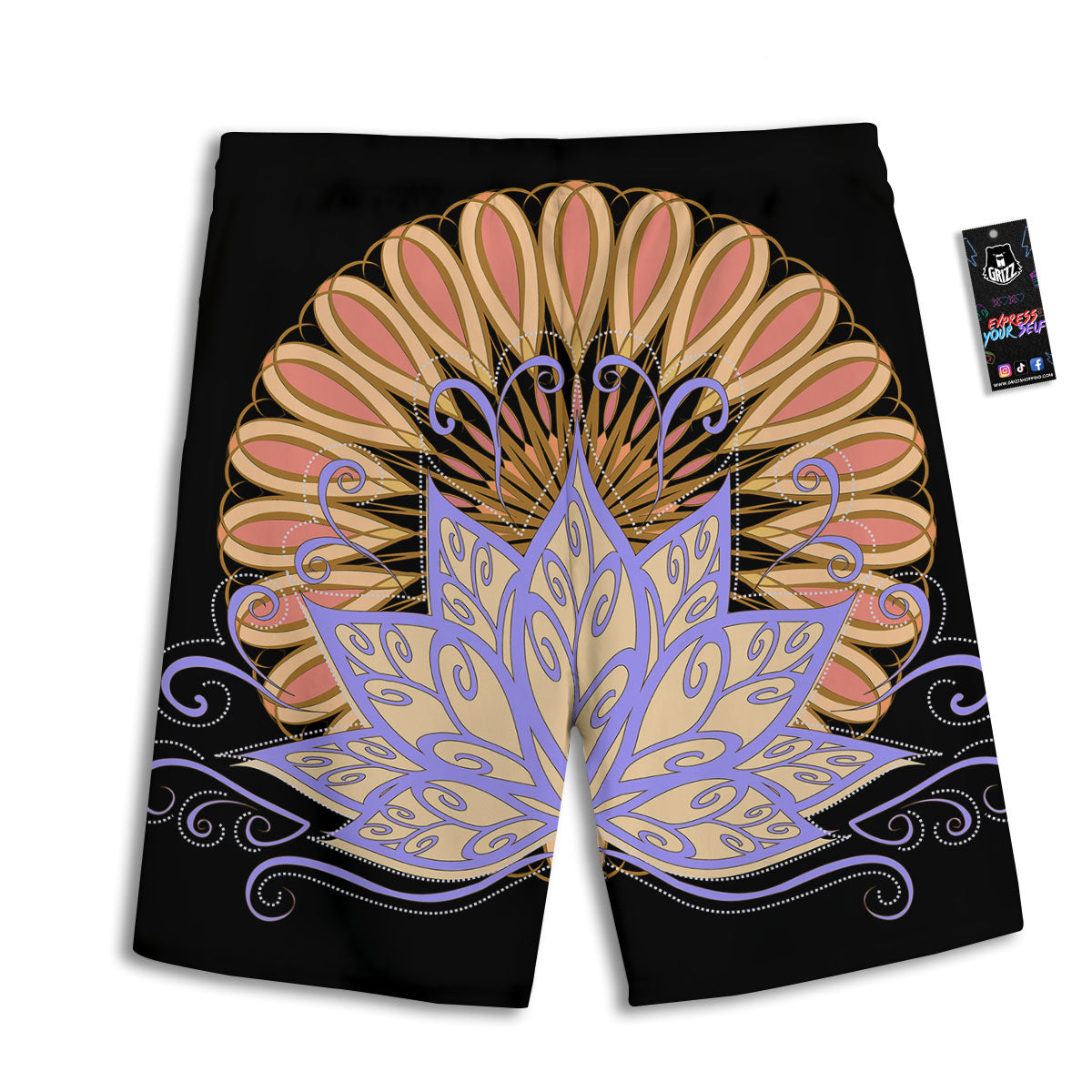 Flower Reiki Chakra Print Men's Athletic Shorts-grizzshop