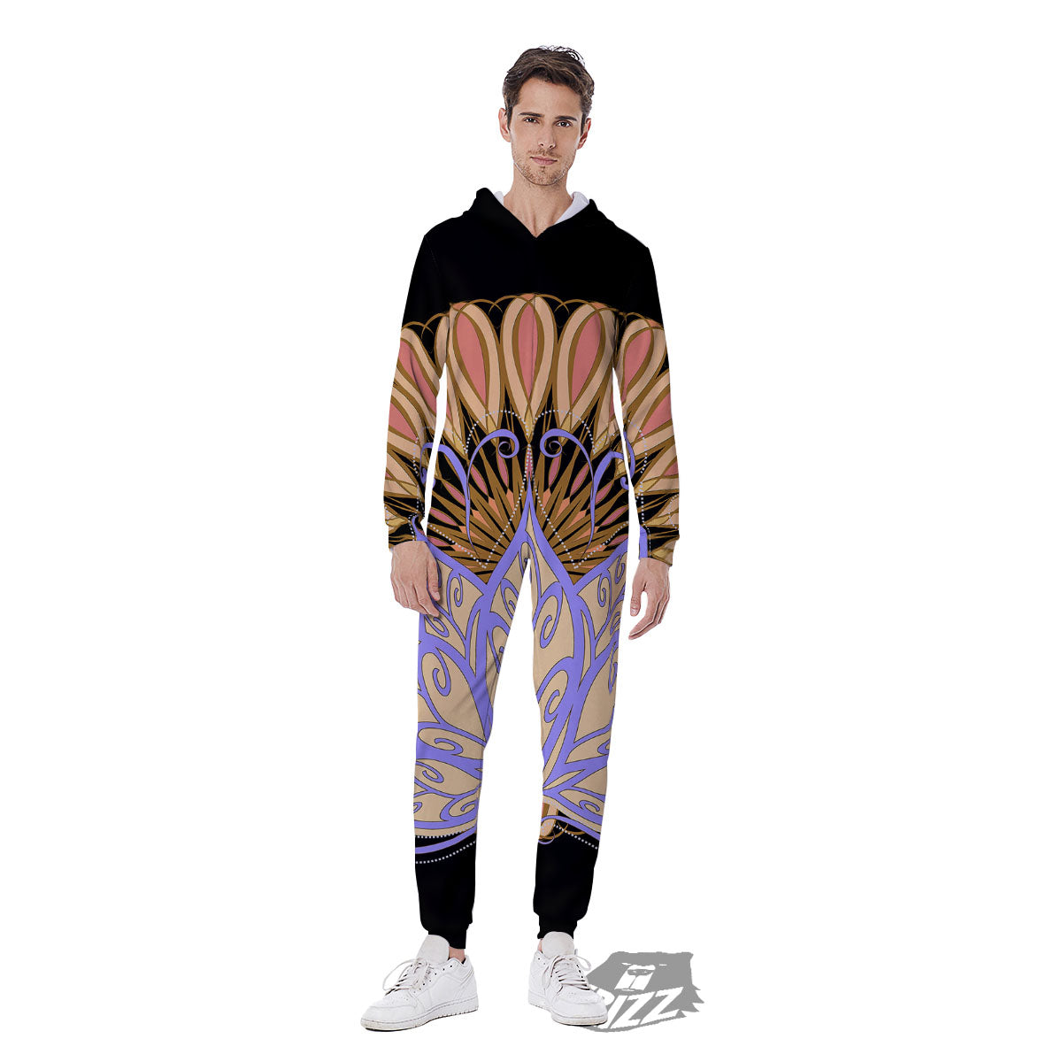 Flower Reiki Chakra Print Men's Jumpsuit-grizzshop