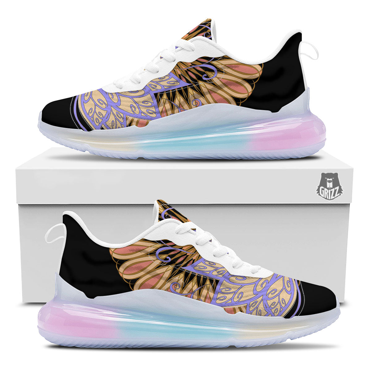 Flower Reiki Chakra Print Running Sneakers-grizzshop