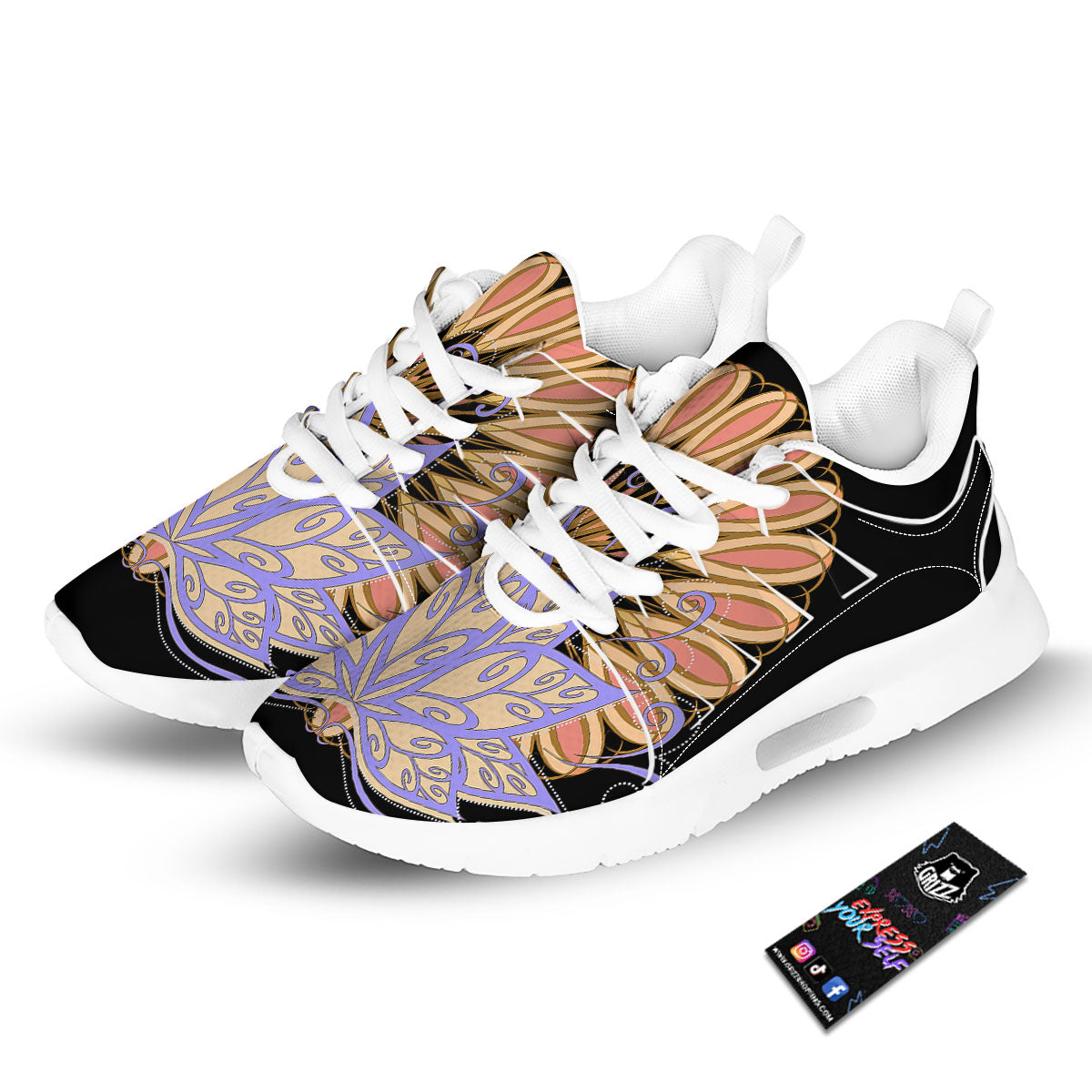 Flower Reiki Chakra Print Tennis Shoes-grizzshop