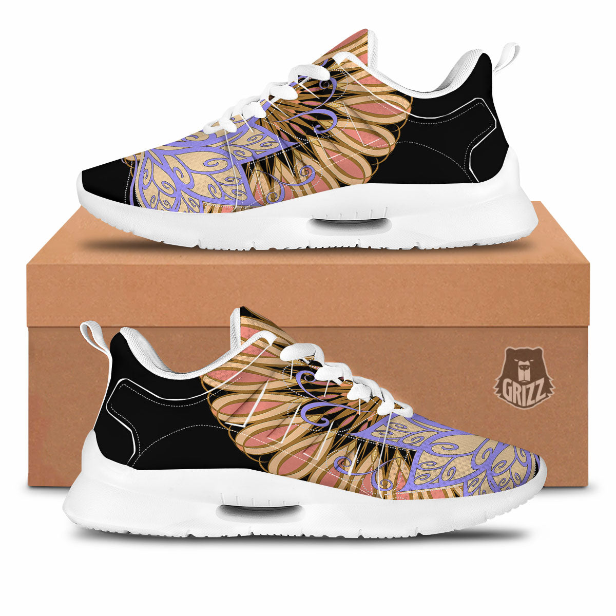 Flower Reiki Chakra Print Tennis Shoes-grizzshop