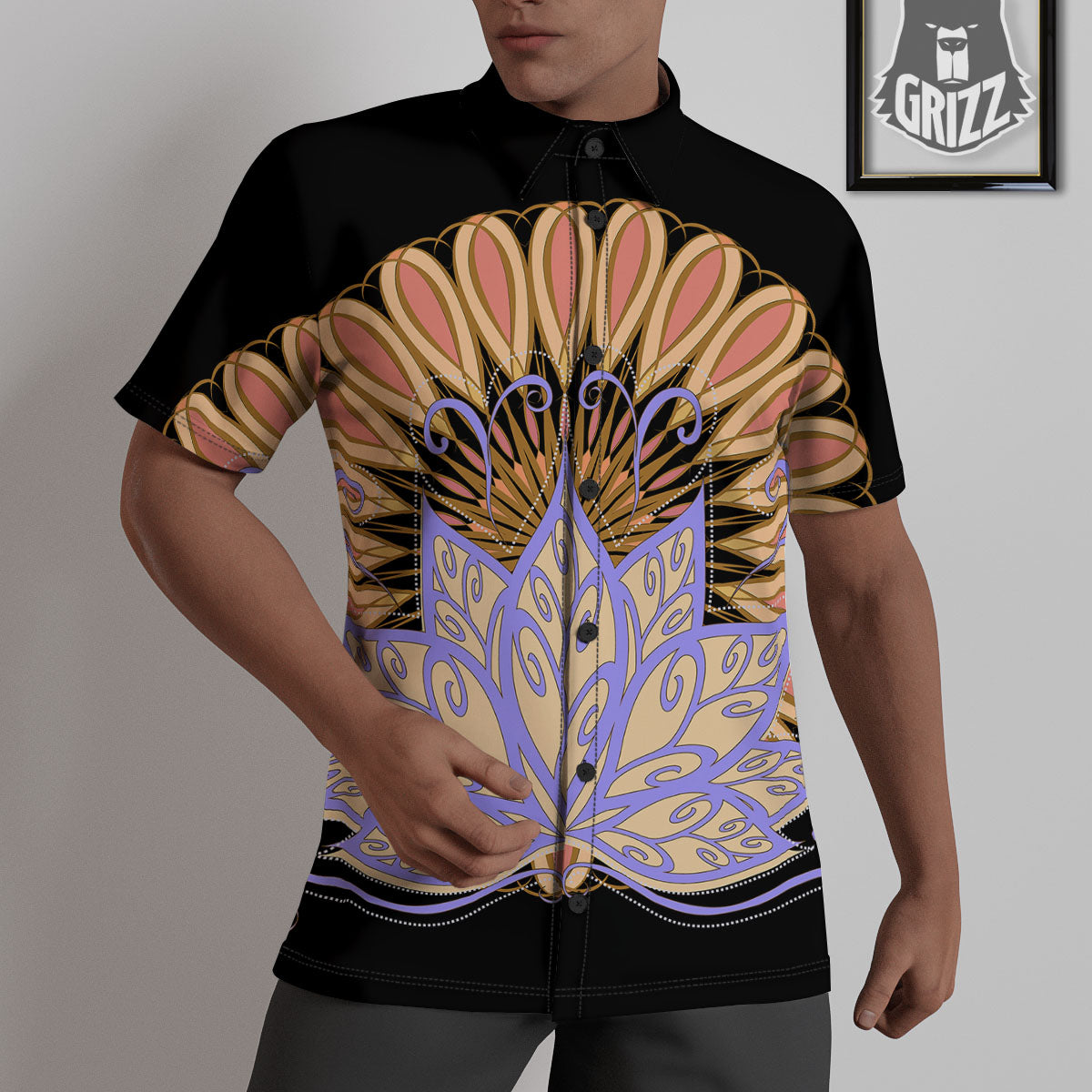 Flower Reiki Chakra Print Untucked Shirts-grizzshop