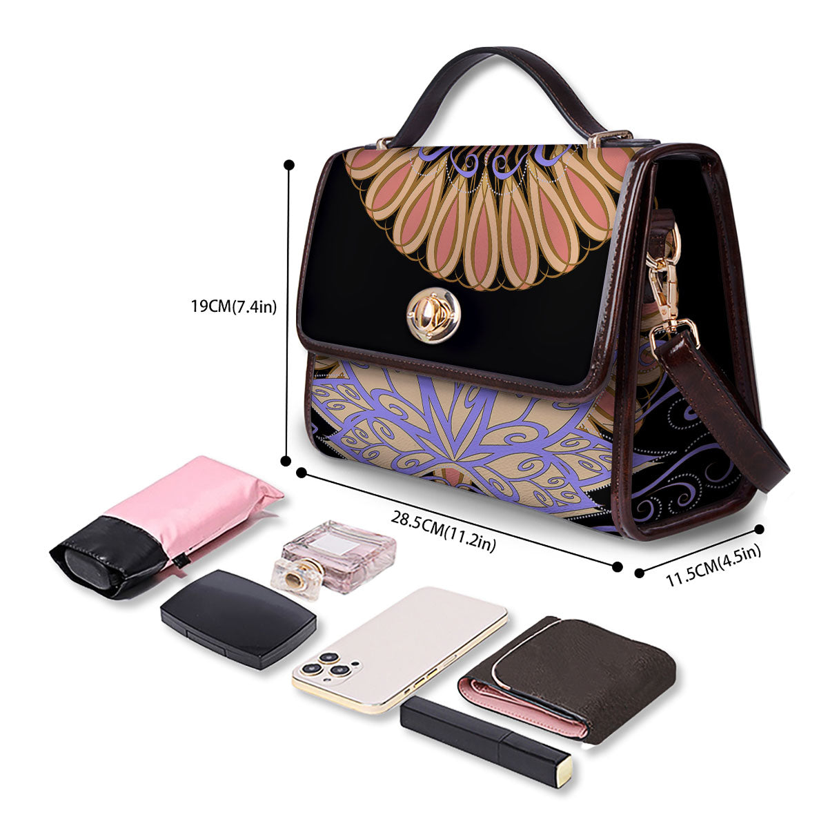 Flower Reiki Chakra Print Women's Satchel Bag-grizzshop