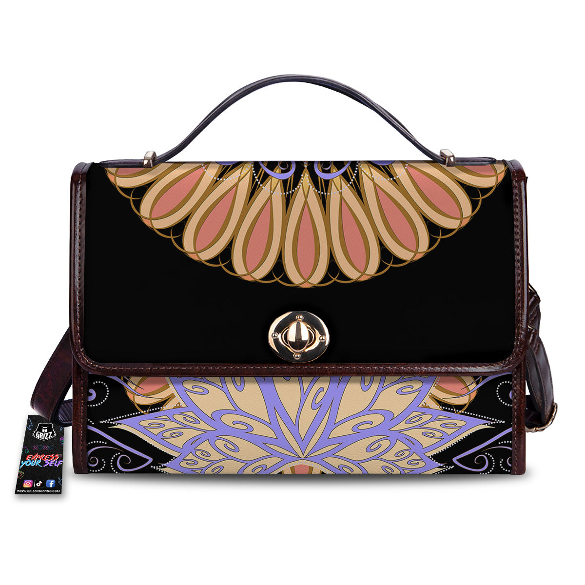 Flower Reiki Chakra Print Women's Satchel Bag-grizzshop