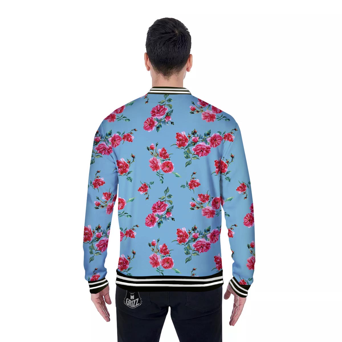 Flower Roses Floral Print Pattern Baseball Jacket-grizzshop