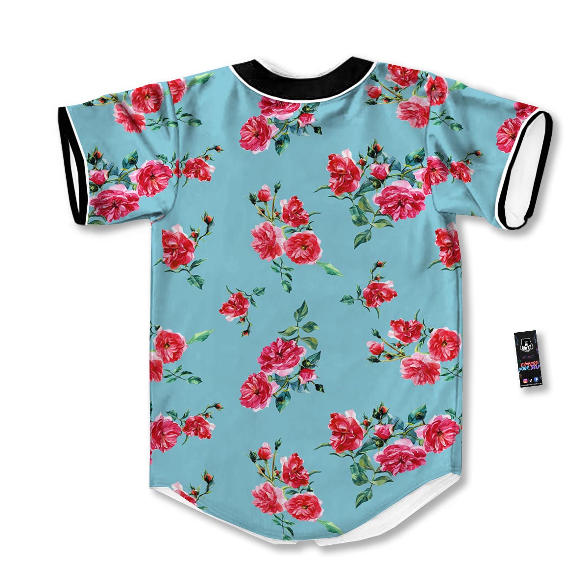 Flower Roses Floral Print Pattern Baseball Jersey-grizzshop