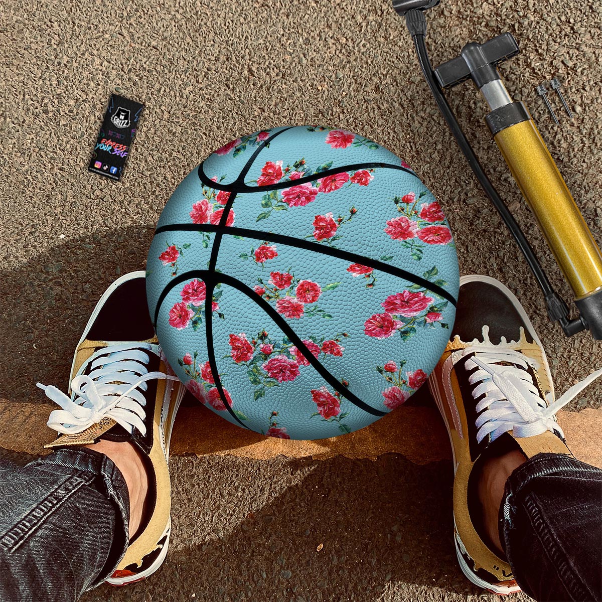 Flower Roses Floral Print Pattern Basketball-grizzshop