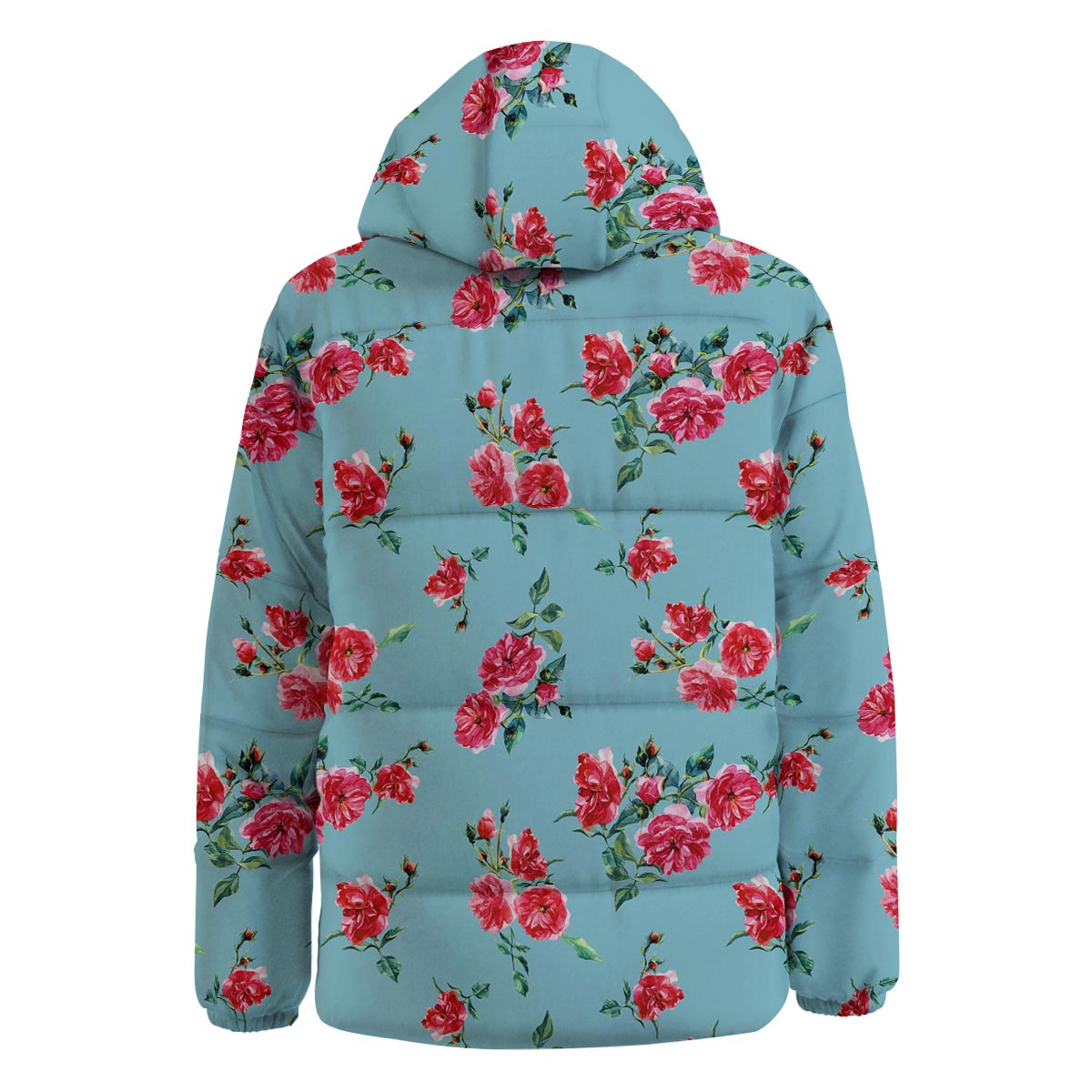 Flower Roses Floral Print Pattern Down Jacket-grizzshop