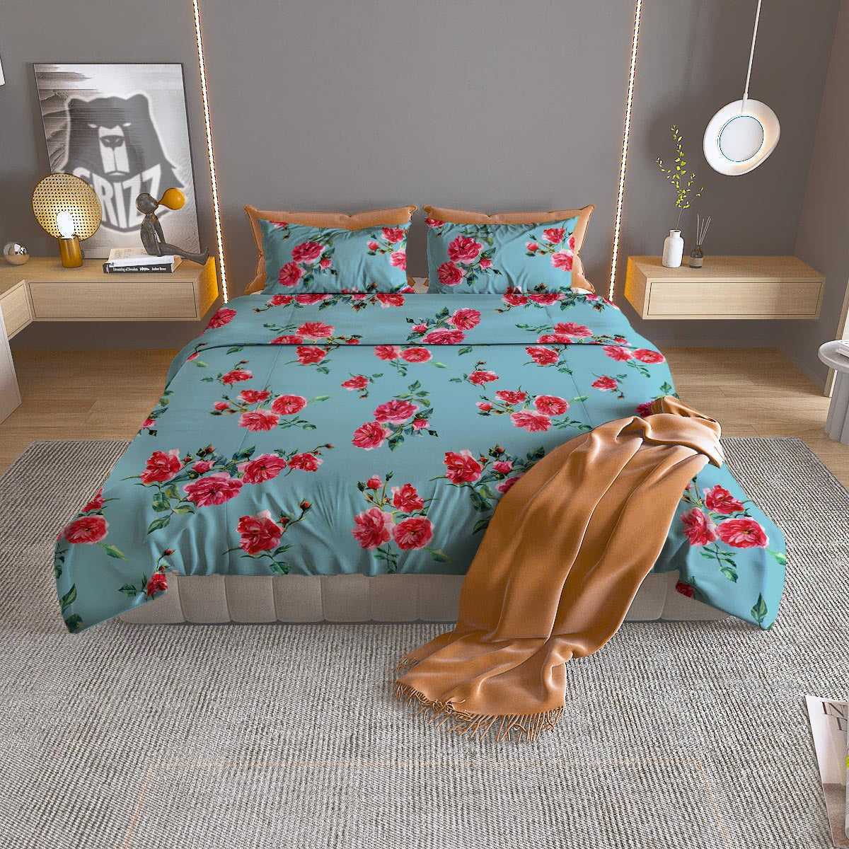 Flower Frangipani Watercolor Print Pattern Duvet Cover Bedding Set