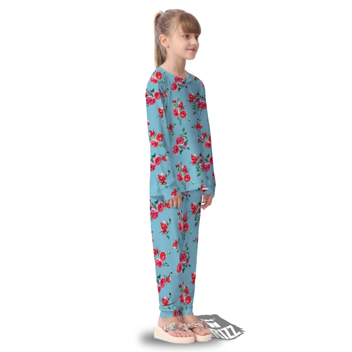 Flower Roses Floral Print Pattern Kid's Pajamas-grizzshop