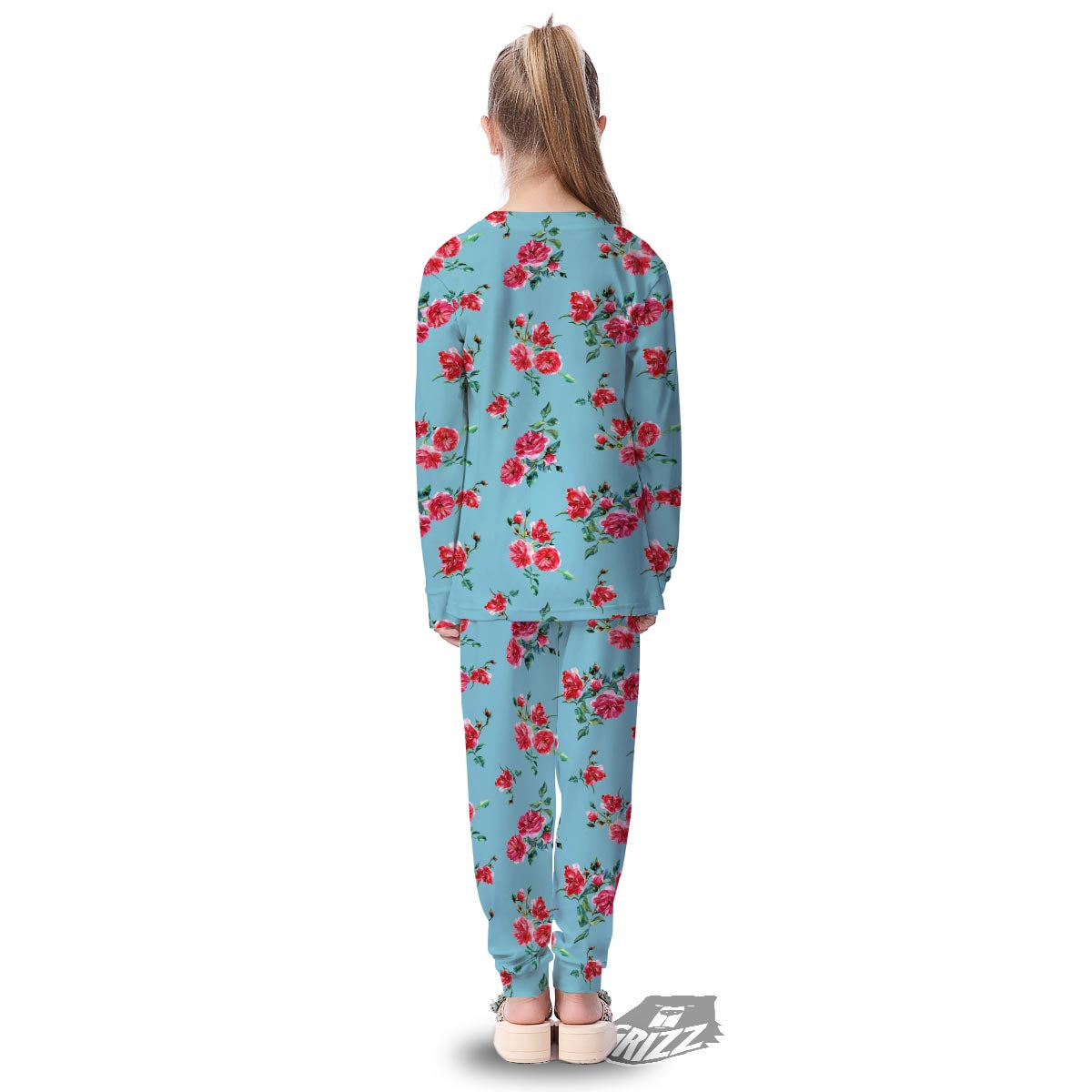 Flower Roses Floral Print Pattern Kid's Pajamas-grizzshop