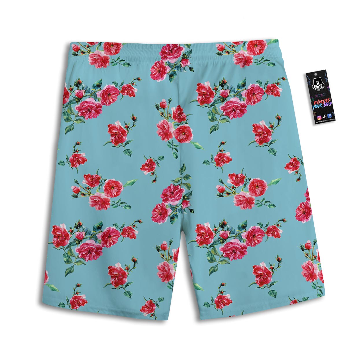 Flower Roses Floral Print Pattern Men's Athletic Shorts