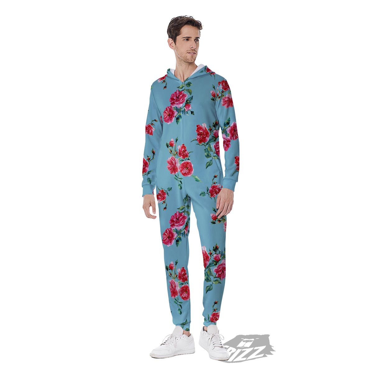 Flower Roses Floral Print Pattern Men's Jumpsuit-grizzshop