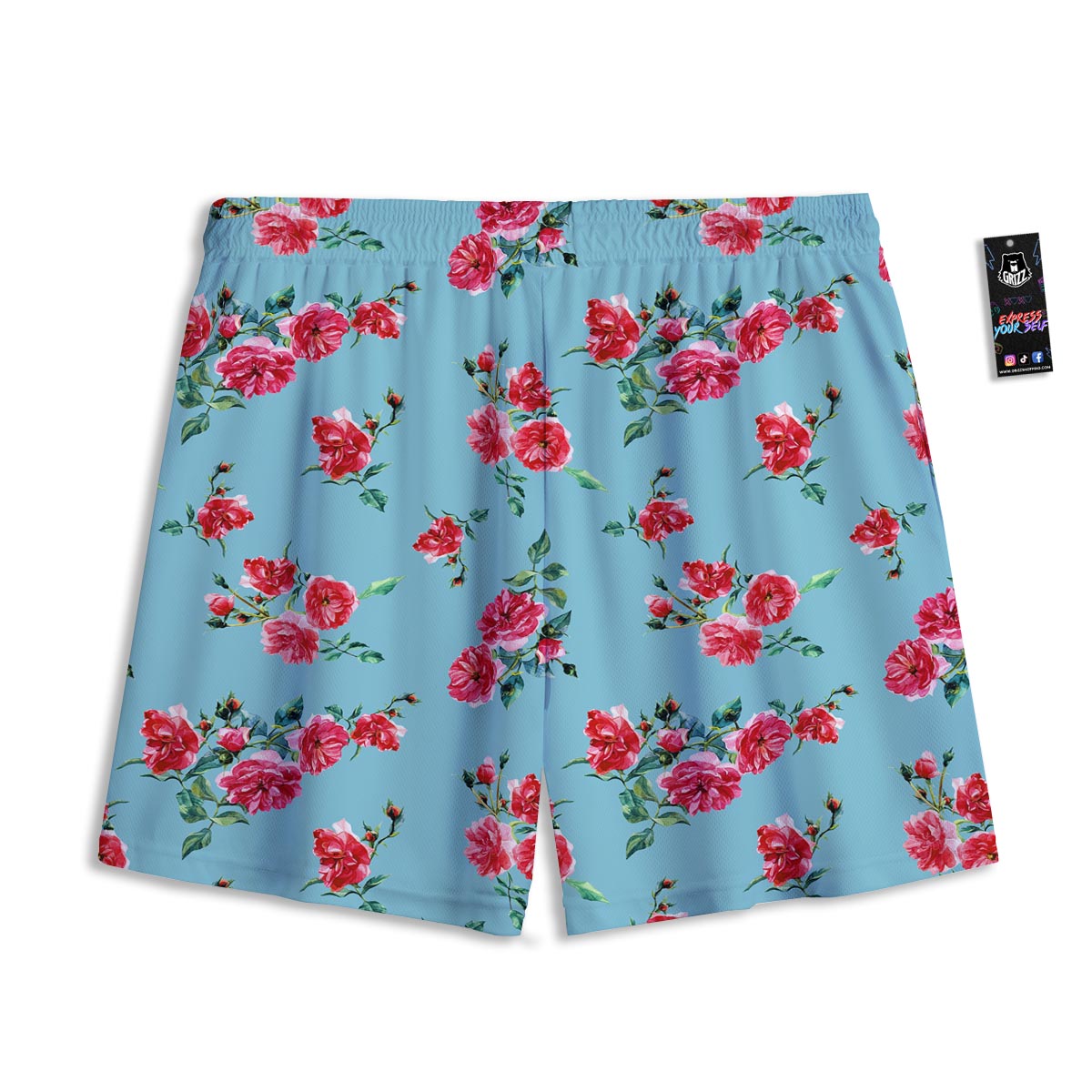 Flower Roses Floral Print Pattern Mesh Shorts