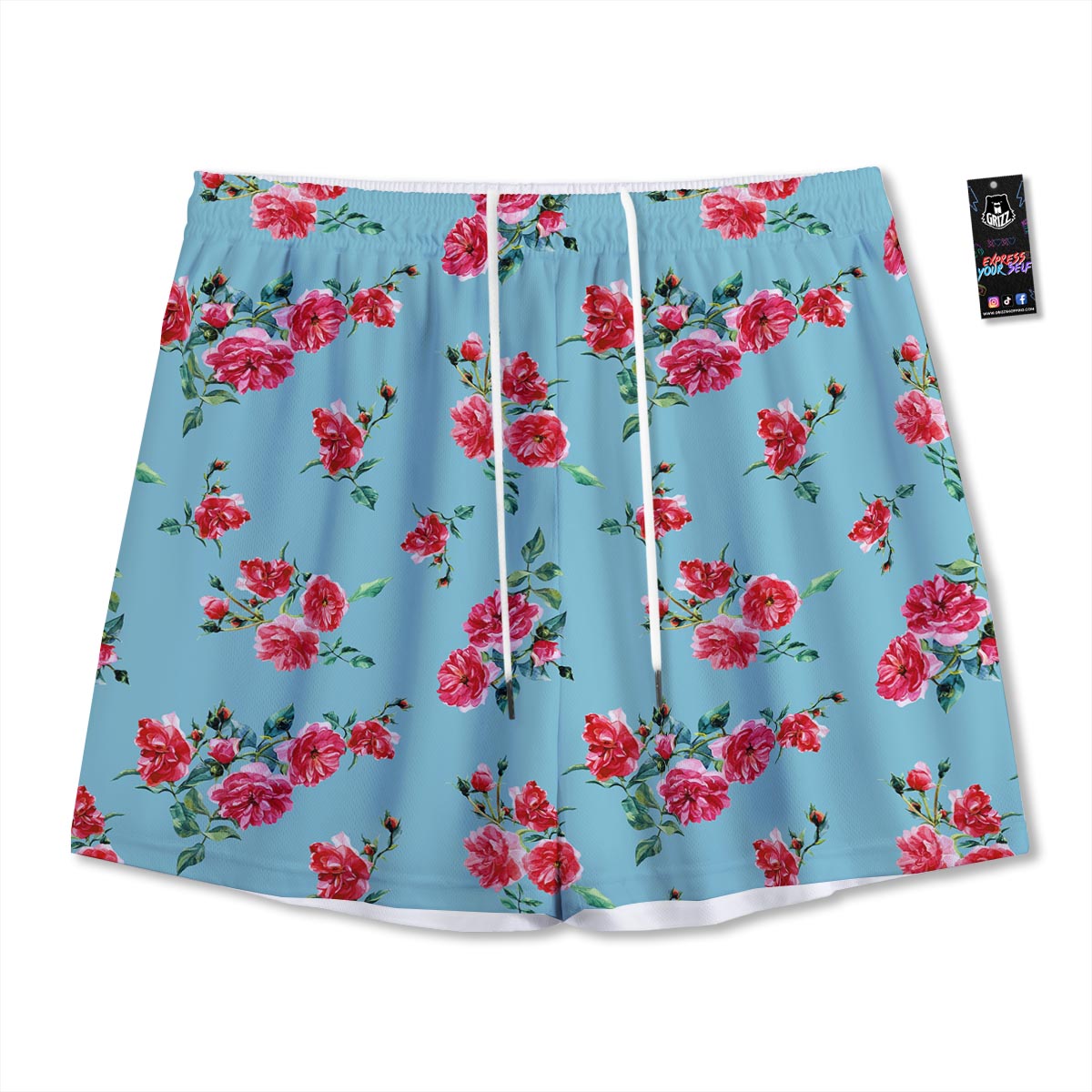 Flower Roses Floral Print Pattern Mesh Shorts
