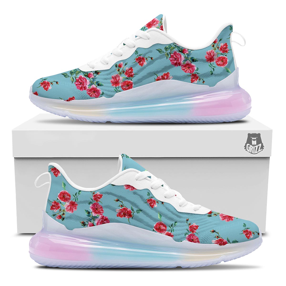 Flower Roses Floral Print Pattern Running Sneakers-grizzshop