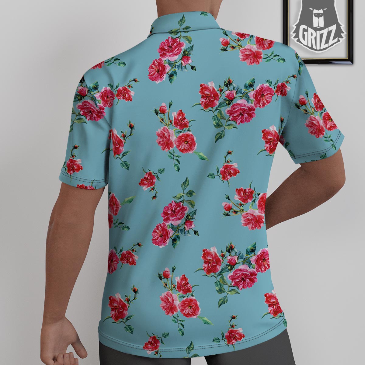 Flower Roses Floral Print Pattern Untucked Shirts-grizzshop