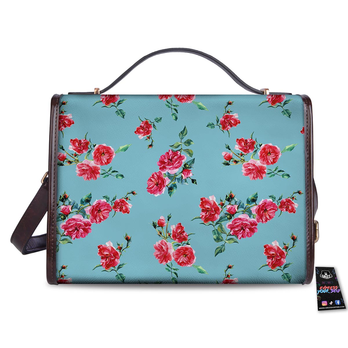 Flower Roses Floral Print Pattern Women's Satchel Bag-grizzshop
