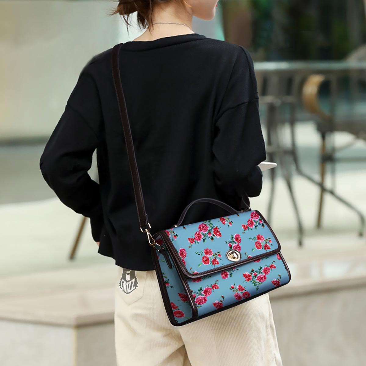 Flower Roses Floral Print Pattern Women's Satchel Bag-grizzshop