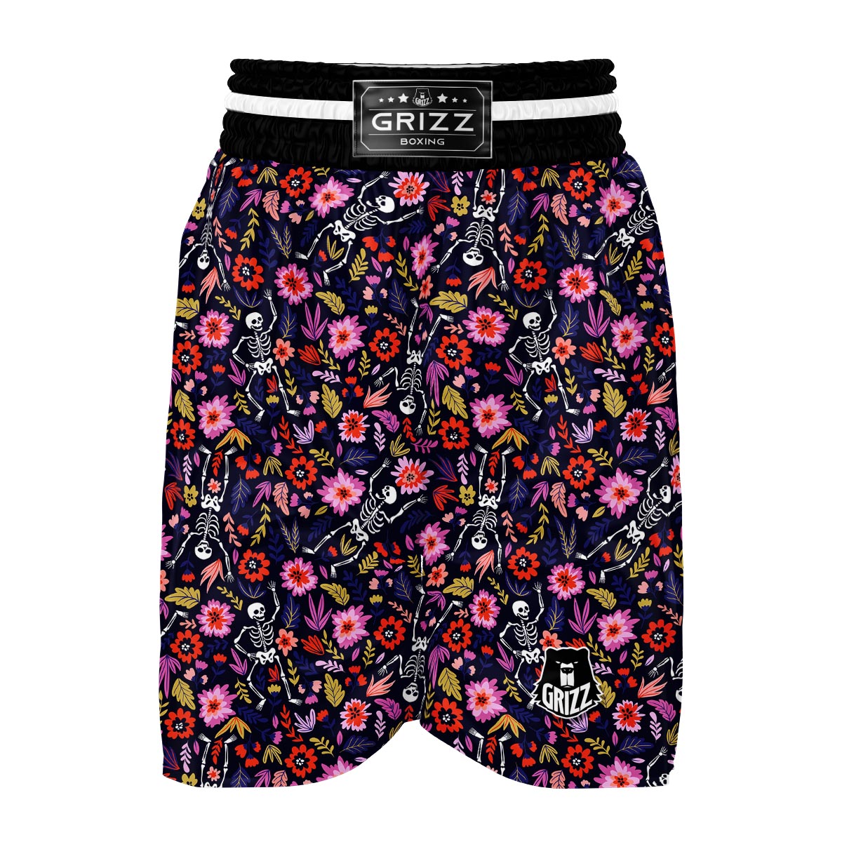 Flower Skeleton Boxing Shorts-grizzshop