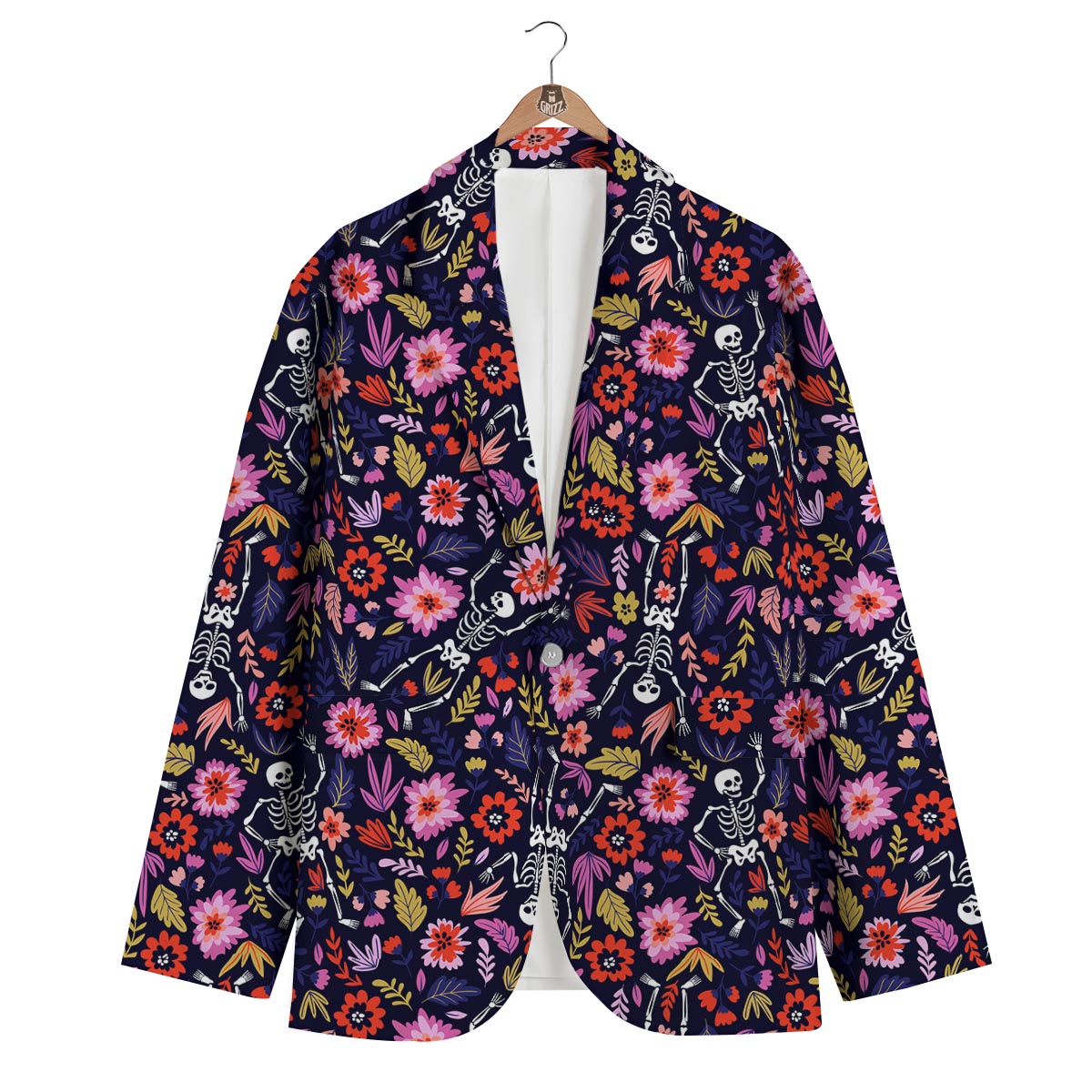 Flower Skeleton Men's Blazer-grizzshop