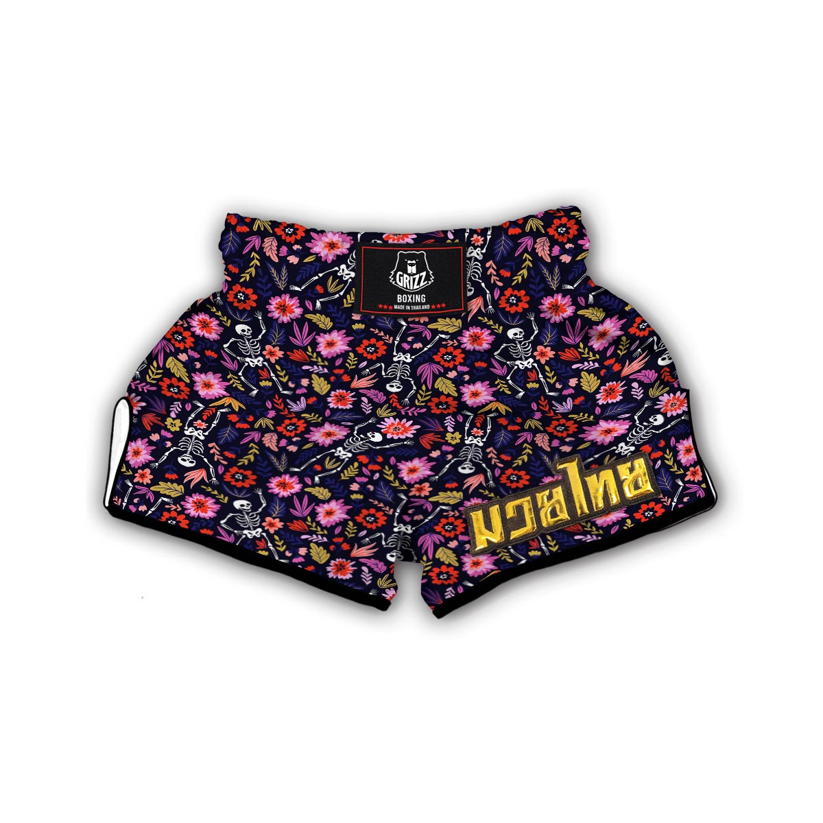 Flower Skeleton Muay Thai Boxing Shorts-grizzshop