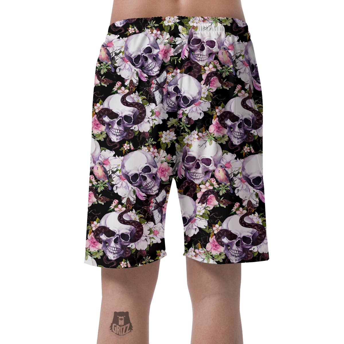 Flower Skull Men's Shorts-grizzshop