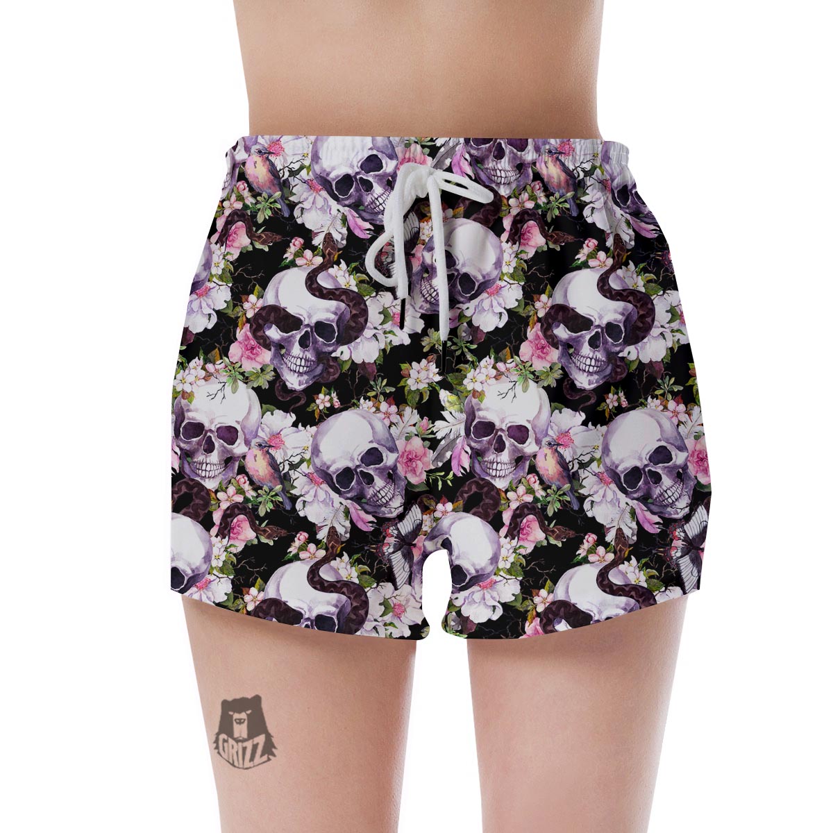 Flower Skull Women's Shorts-grizzshop