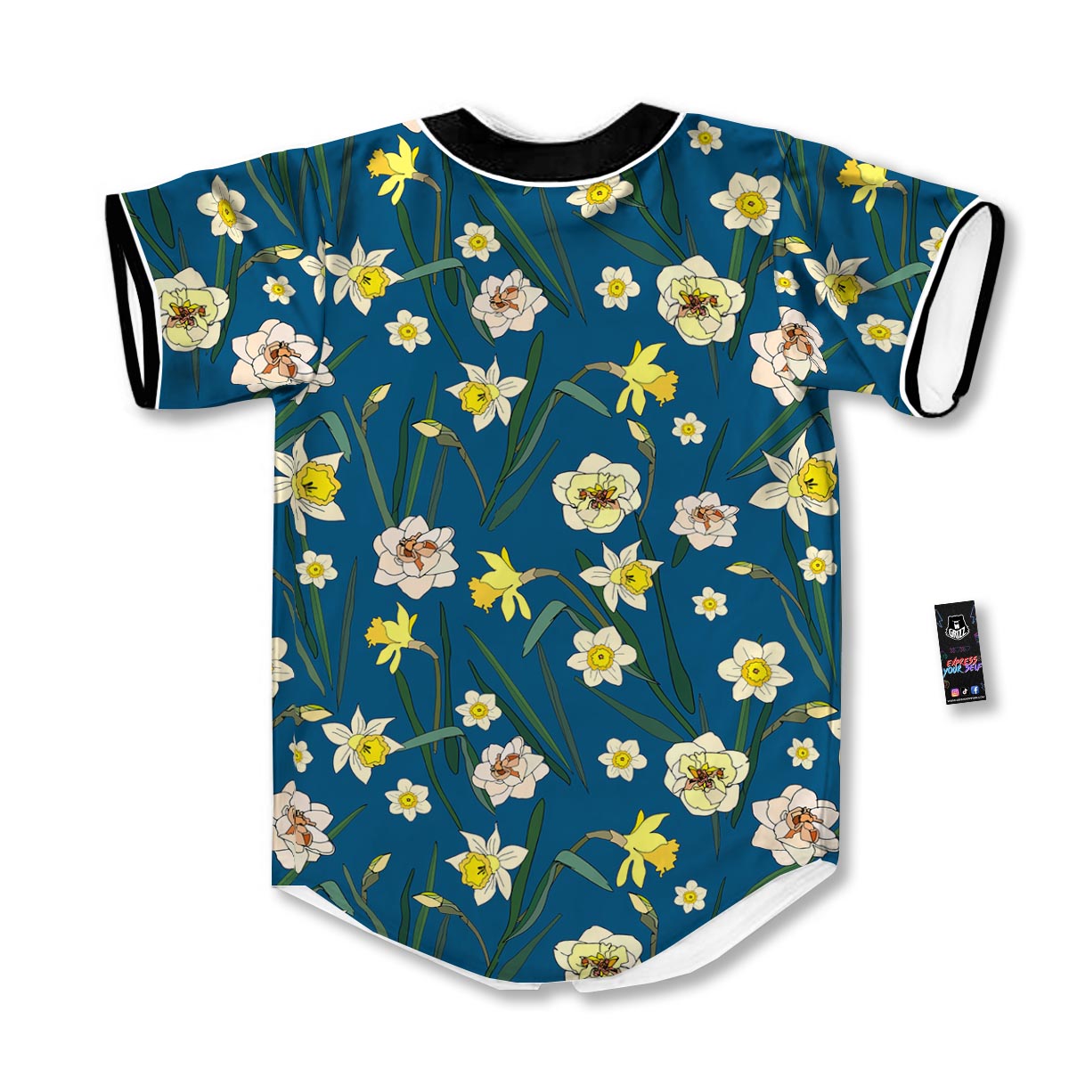 Flower Spring Daffodil Print Pattern Baseball Jersey-grizzshop