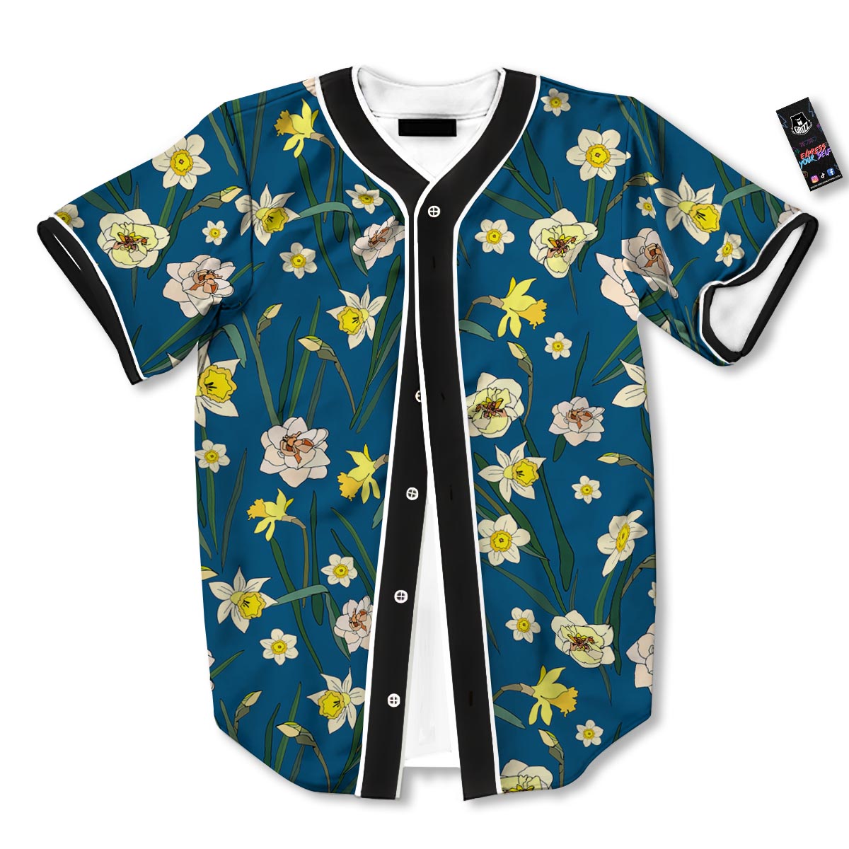 Flower Spring Daffodil Print Pattern Baseball Jersey-grizzshop