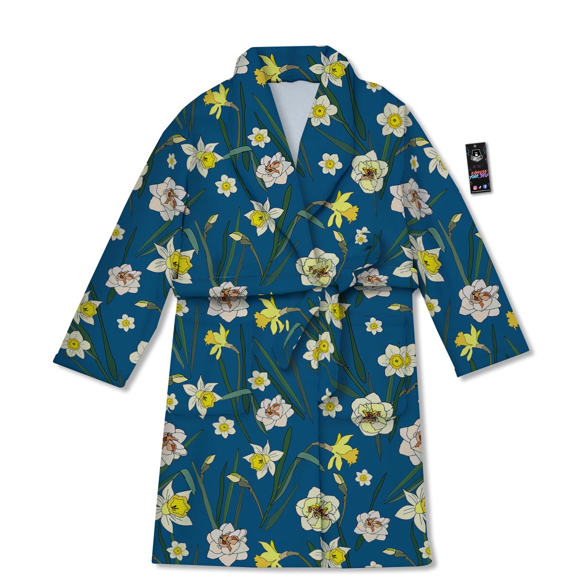Flower Spring Daffodil Print Pattern Bathrobe-grizzshop