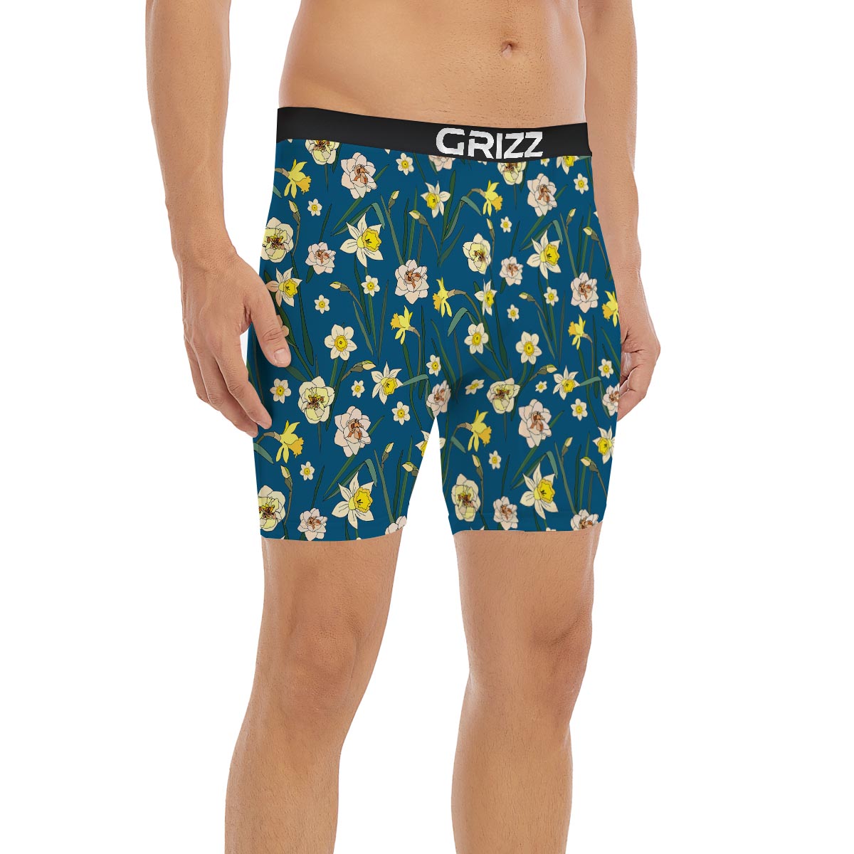 Flower Spring Daffodil Print Pattern Boxer Briefs-grizzshop