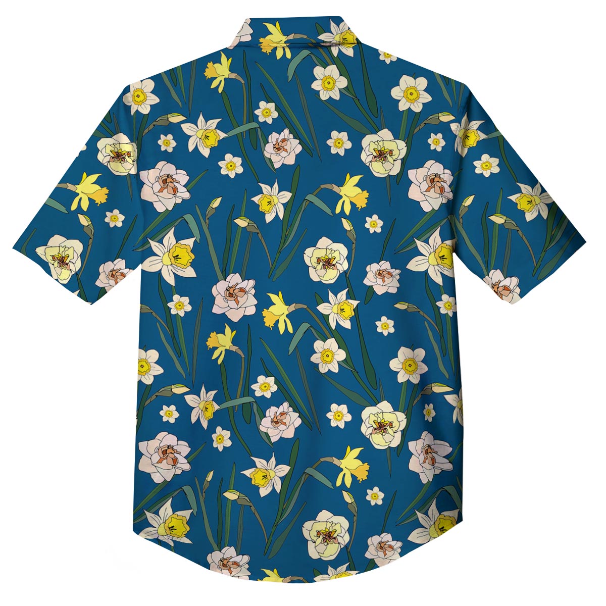 Flower Spring Daffodil Print Pattern Button Up Shirt-grizzshop