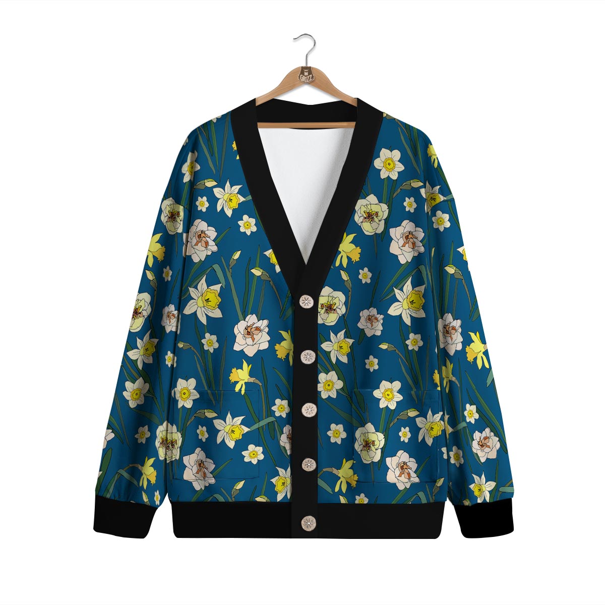Flower Spring Daffodil Print Pattern Cardigan-grizzshop