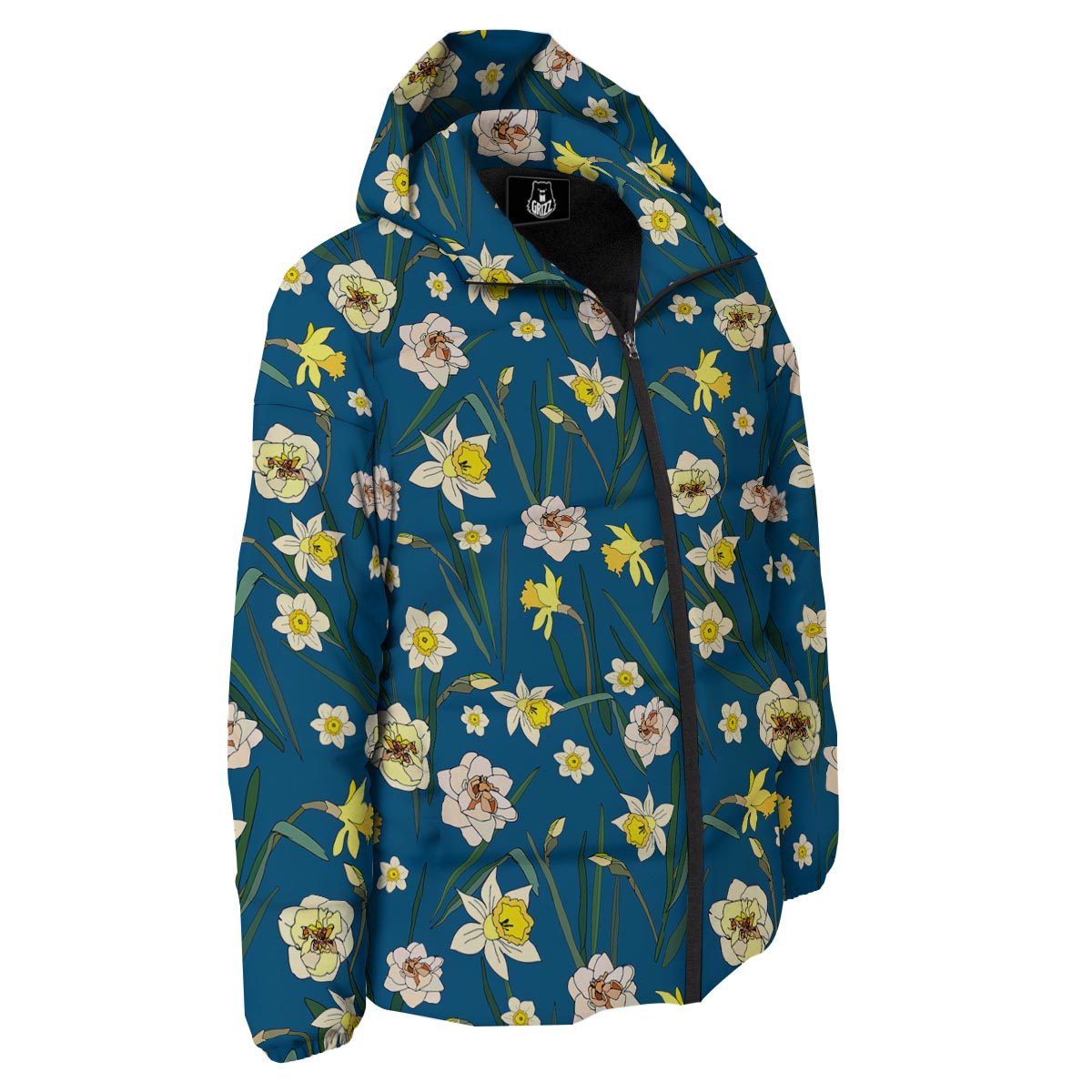 Flower Spring Daffodil Print Pattern Down Jacket-grizzshop