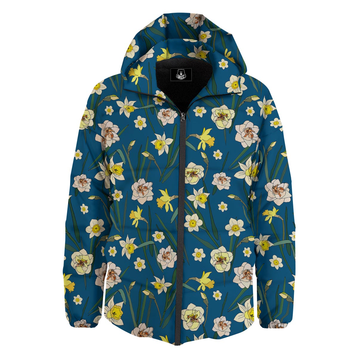 Flower Spring Daffodil Print Pattern Down Jacket-grizzshop