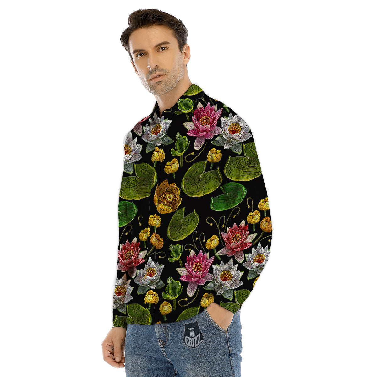 Flower Spring Daffodil Print Pattern Men's Dress Shirts-grizzshop