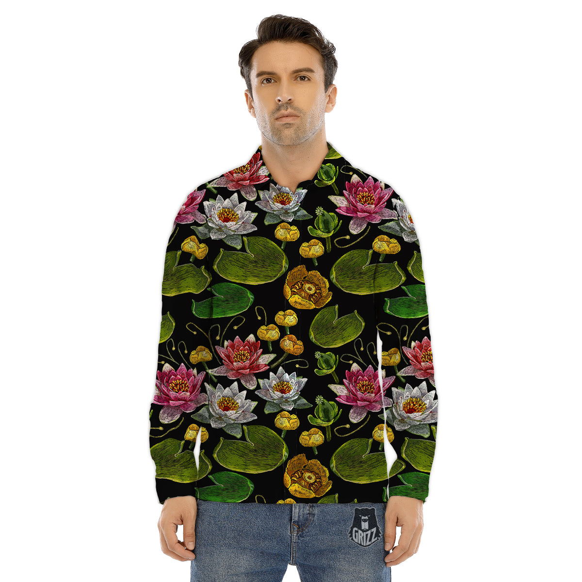 Flower Spring Daffodil Print Pattern Men's Dress Shirts-grizzshop