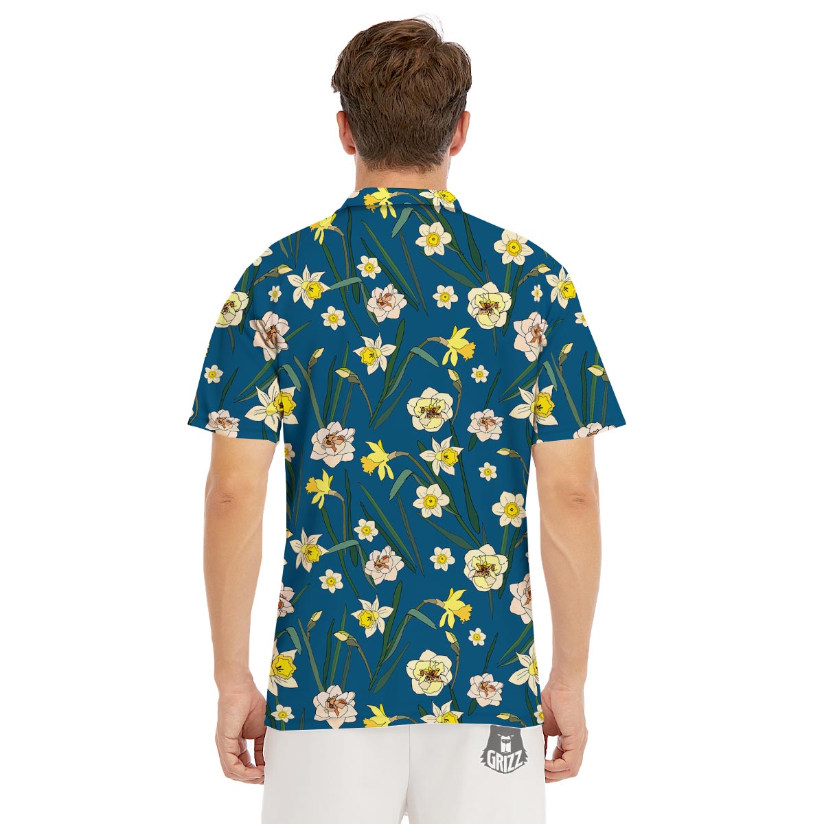 Flower Spring Daffodil Print Pattern Men's Golf Shirts-grizzshop