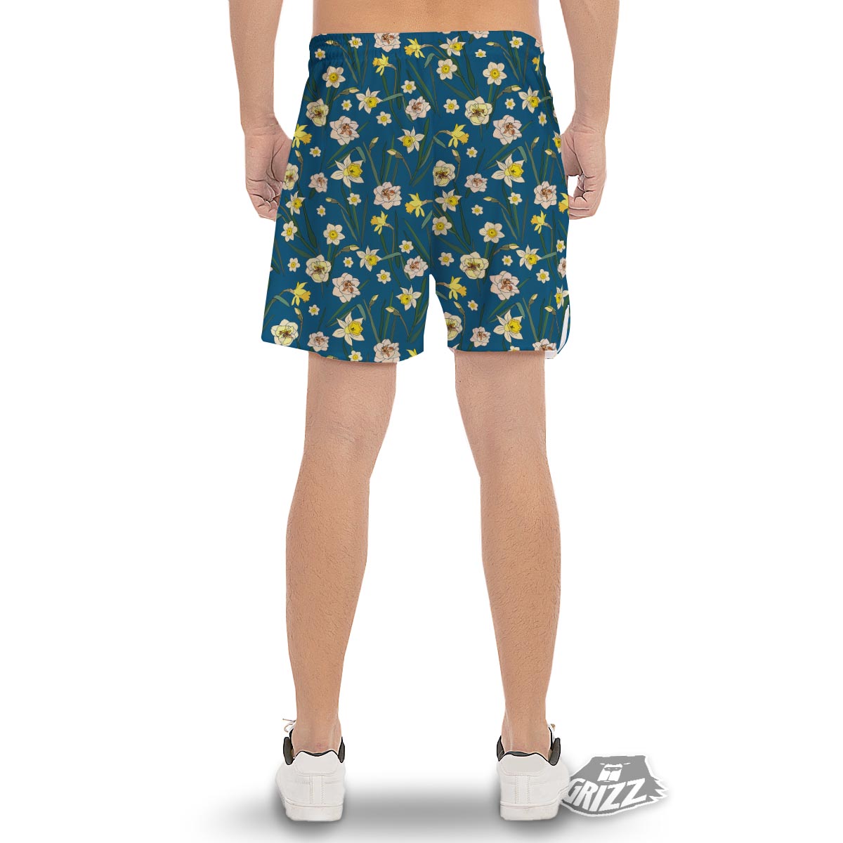 Flower Spring Daffodil Print Pattern Men's Gym Shorts-grizzshop