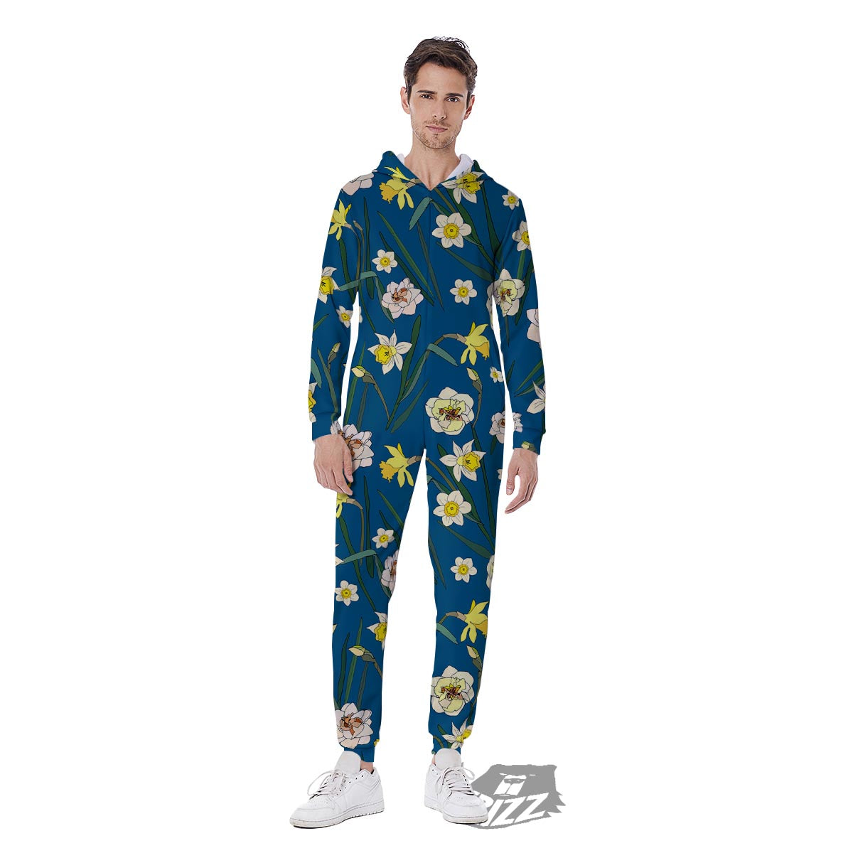 Flower Spring Daffodil Print Pattern Men's Jumpsuit-grizzshop
