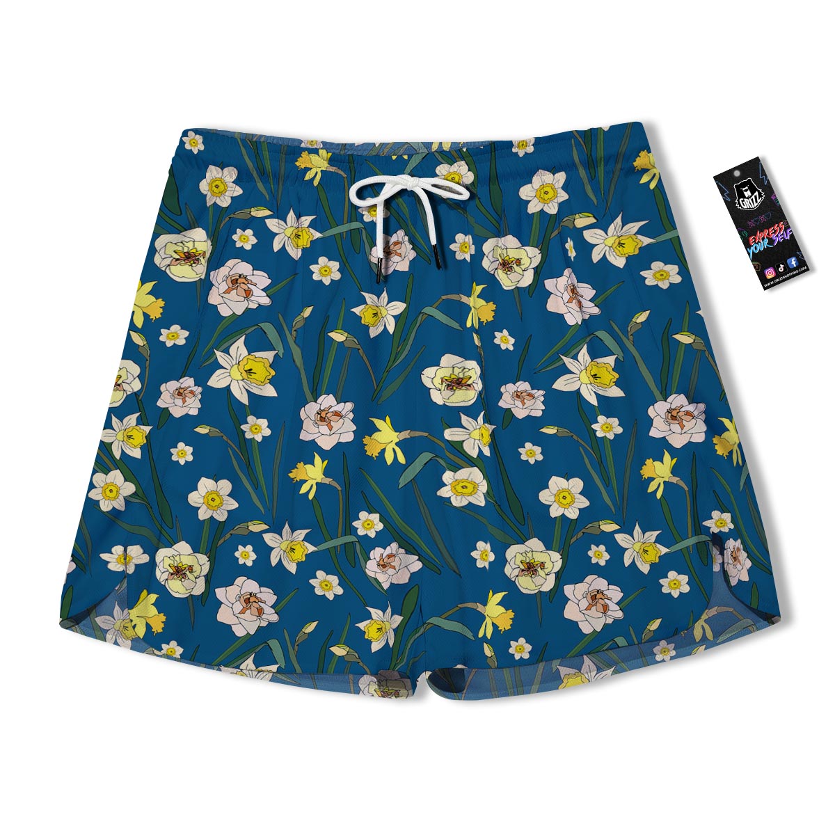 Flower Spring Daffodil Print Pattern Men's Running Shorts-grizzshop