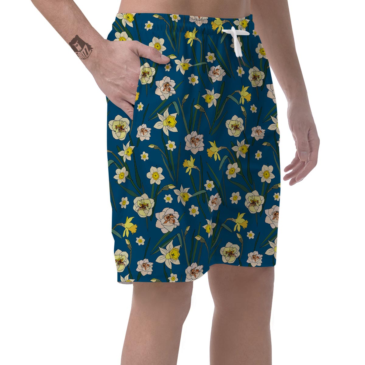Flower Spring Daffodil Print Pattern Men's Shorts-grizzshop