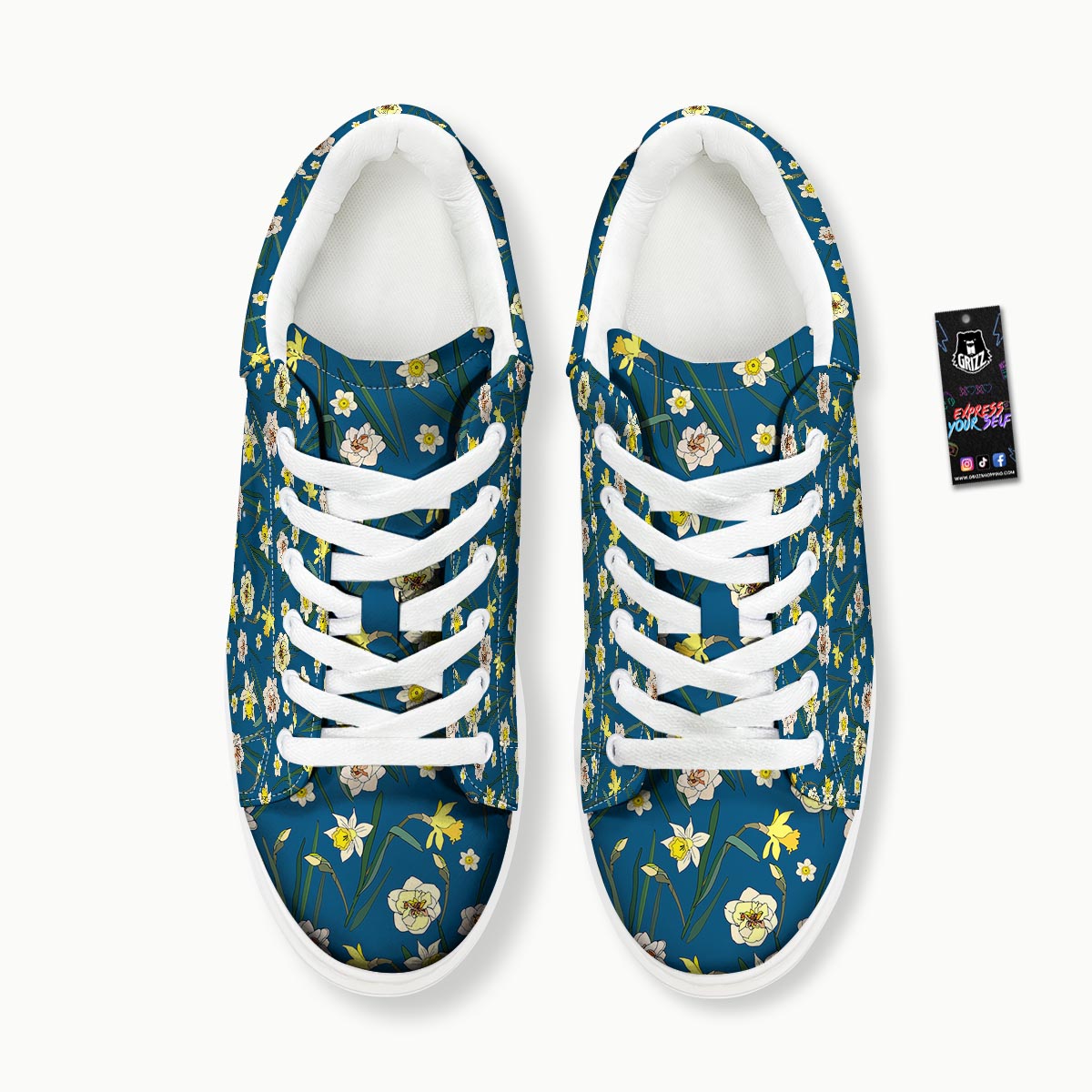Flower Spring Daffodil Print Pattern Platform Shoes-grizzshop