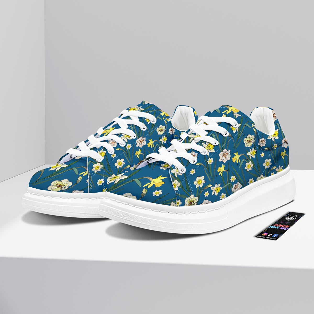 Flower Spring Daffodil Print Pattern Platform Shoes-grizzshop