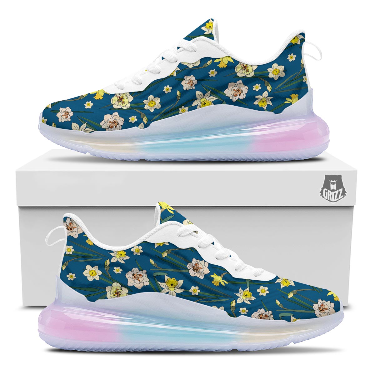 Flower Spring Daffodil Print Pattern Running Sneakers-grizzshop