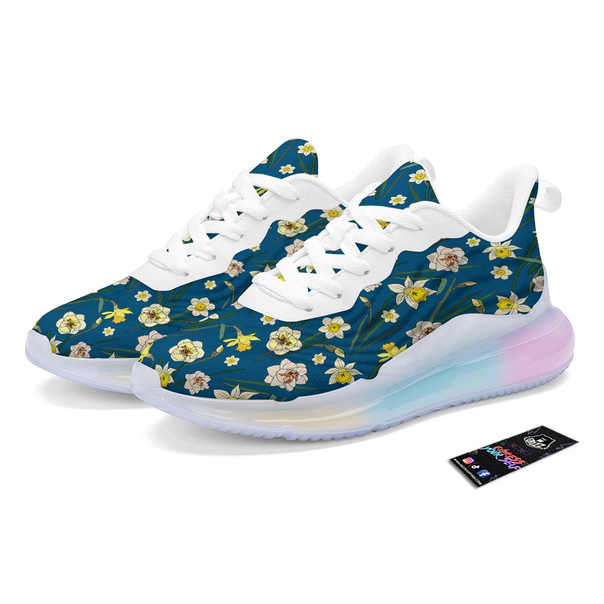 Flower Spring Daffodil Print Pattern Running Sneakers-grizzshop